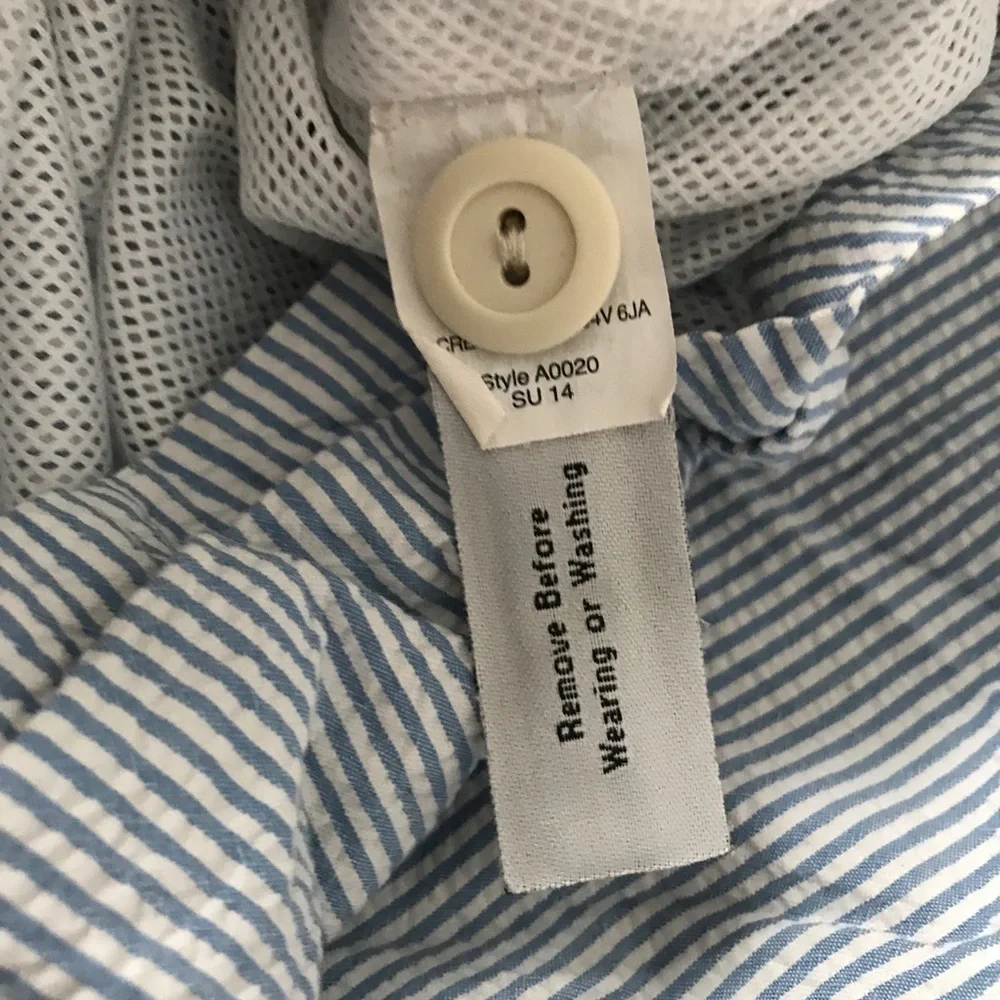 J CREW BLUE STRIPE SEERSUCKER SHORTS FLAT FRONT MENS 34